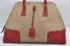 Authentic PRADA Canvas Leather Shoulder Hand Bag Beige Red 0502E