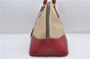 Authentic PRADA Canvas Leather Shoulder Hand Bag Beige Red 0502E