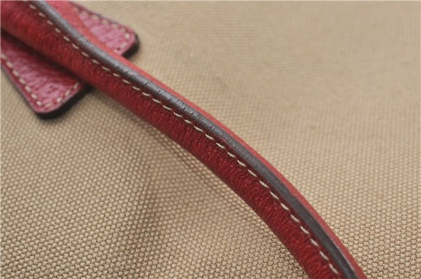 Authentic PRADA Canvas Leather Shoulder Hand Bag Beige Red 0502E
