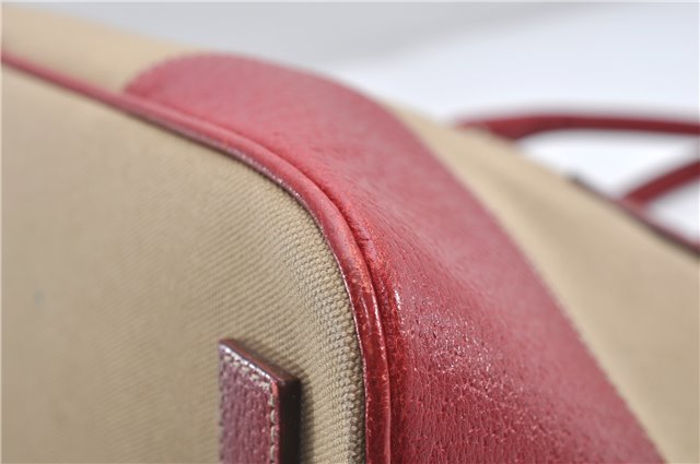 Authentic PRADA Canvas Leather Shoulder Hand Bag Beige Red 0502E