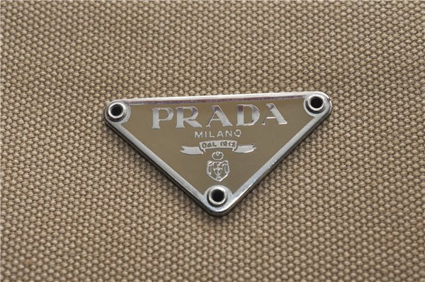 Authentic PRADA Canvas Leather Shoulder Hand Bag Beige Red 0502E
