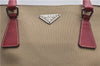 Authentic PRADA Canvas Leather Shoulder Hand Bag Beige Red 0502E