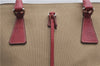 Authentic PRADA Canvas Leather Shoulder Hand Bag Beige Red 0502E