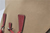 Authentic PRADA Canvas Leather Shoulder Hand Bag Beige Red 0502E