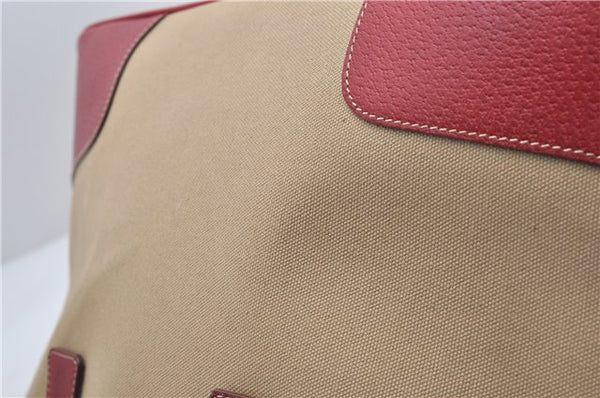 Authentic PRADA Canvas Leather Shoulder Hand Bag Beige Red 0502E