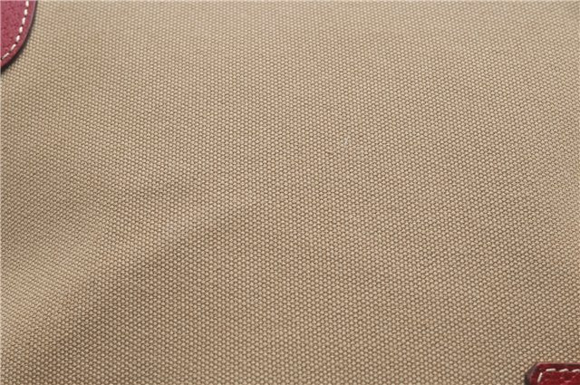 Authentic PRADA Canvas Leather Shoulder Hand Bag Beige Red 0502E