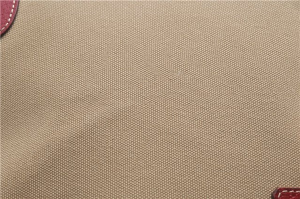Authentic PRADA Canvas Leather Shoulder Hand Bag Beige Red 0502E