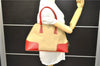 Authentic PRADA Canvas Leather Shoulder Hand Bag Beige Red 0502E