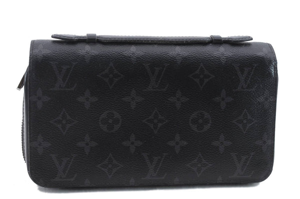 Authentic Louis Vuitton Monogram Eclipse Zippy XL Wallet M61698 LV 0503D