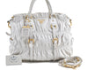 Authentic PRADA Nappa Gaufre 2Way Shoulder Hand Bag Leather BN1336 White 0504B