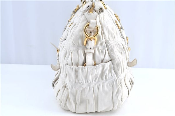 Authentic PRADA Nappa Gaufre 2Way Shoulder Hand Bag Leather BN1336 White 0504B