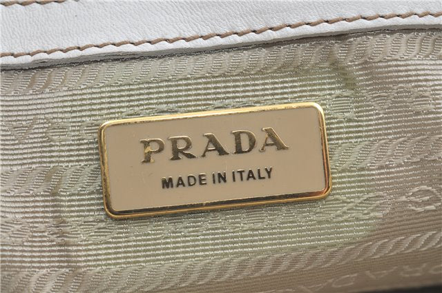 Authentic PRADA Nappa Gaufre 2Way Shoulder Hand Bag Leather BN1336 White 0504B