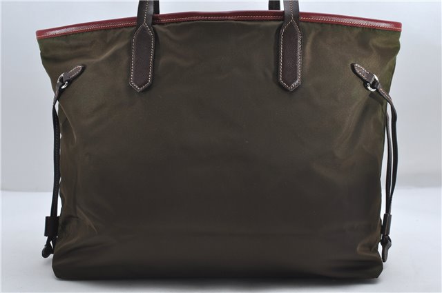 Authentic PRADA Vintage Nylon Leather Shoulder Tote Bag Purse Khaki Green 0507E