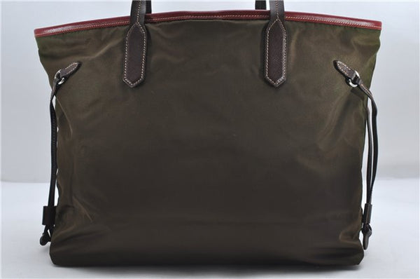 Authentic PRADA Vintage Nylon Leather Shoulder Tote Bag Purse Khaki Green 0507E