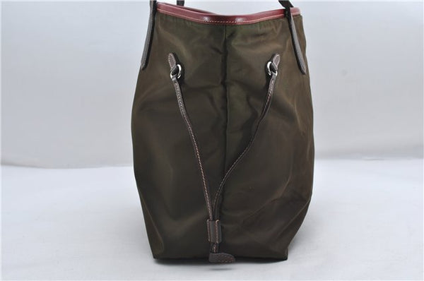 Authentic PRADA Vintage Nylon Leather Shoulder Tote Bag Purse Khaki Green 0507E