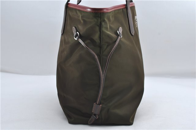 Authentic PRADA Vintage Nylon Leather Shoulder Tote Bag Purse Khaki Green 0507E