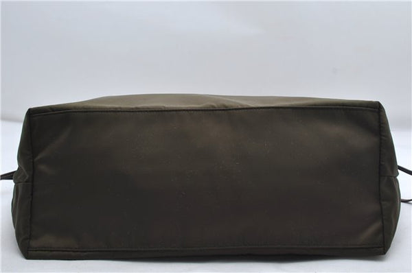 Authentic PRADA Vintage Nylon Leather Shoulder Tote Bag Purse Khaki Green 0507E