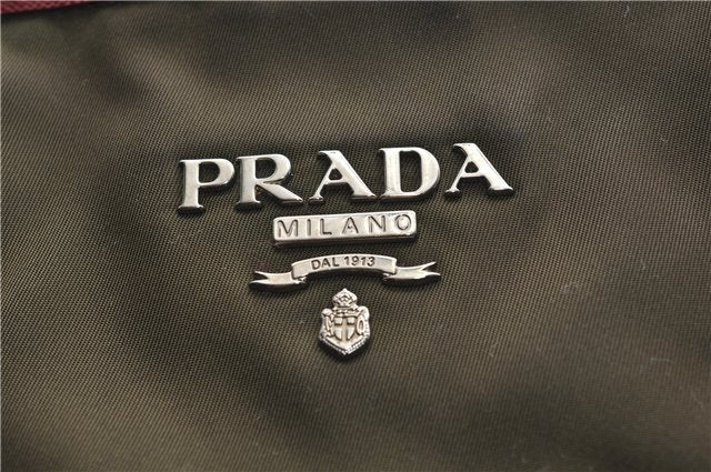 Authentic PRADA Vintage Nylon Leather Shoulder Tote Bag Purse Khaki Green 0507E