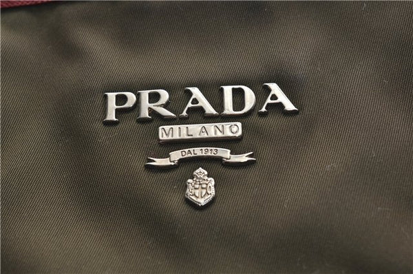 Authentic PRADA Vintage Nylon Leather Shoulder Tote Bag Purse Khaki Green 0507E