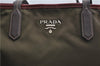 Authentic PRADA Vintage Nylon Leather Shoulder Tote Bag Purse Khaki Green 0507E