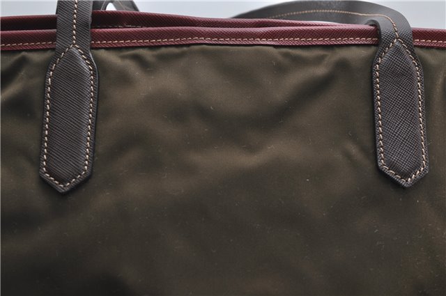 Authentic PRADA Vintage Nylon Leather Shoulder Tote Bag Purse Khaki Green 0507E