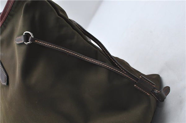 Authentic PRADA Vintage Nylon Leather Shoulder Tote Bag Purse Khaki Green 0507E