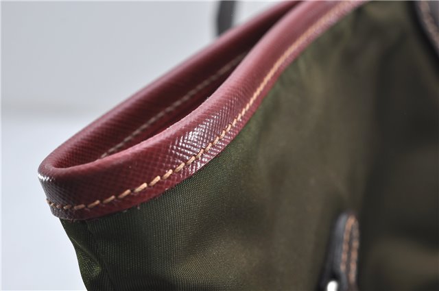 Authentic PRADA Vintage Nylon Leather Shoulder Tote Bag Purse Khaki Green 0507E