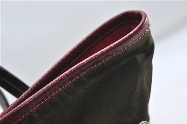 Authentic PRADA Vintage Nylon Leather Shoulder Tote Bag Purse Khaki Green 0507E