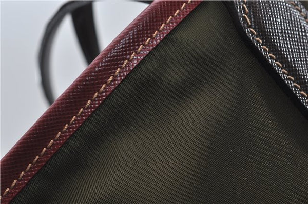 Authentic PRADA Vintage Nylon Leather Shoulder Tote Bag Purse Khaki Green 0507E