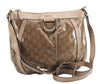 Authentic GUCCI GG Crystal Abbey Shoulder Cross Body Bag PVC Leather Gold 0511E