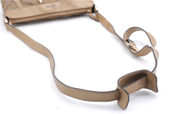 Authentic GUCCI GG Crystal Abbey Shoulder Cross Body Bag PVC Leather Gold 0511E