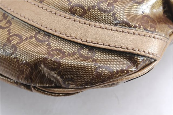Authentic GUCCI GG Crystal Abbey Shoulder Cross Body Bag PVC Leather Gold 0511E