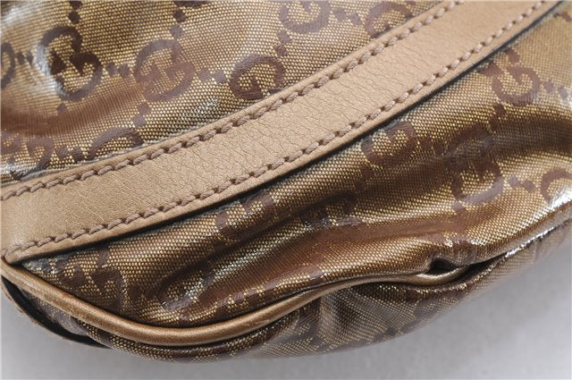 Authentic GUCCI GG Crystal Abbey Shoulder Cross Body Bag PVC Leather Gold 0511E