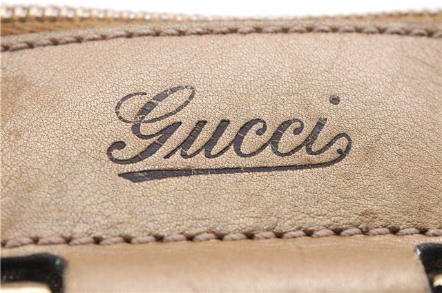 Authentic GUCCI GG Crystal Abbey Shoulder Cross Body Bag PVC Leather Gold 0511E