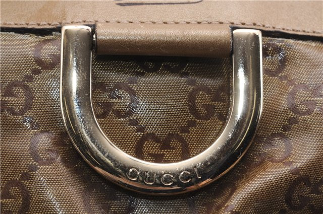 Authentic GUCCI GG Crystal Abbey Shoulder Cross Body Bag PVC Leather Gold 0511E