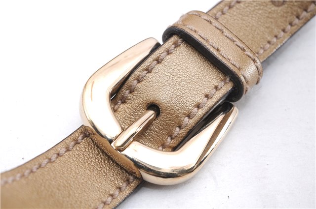 Authentic GUCCI GG Crystal Abbey Shoulder Cross Body Bag PVC Leather Gold 0511E