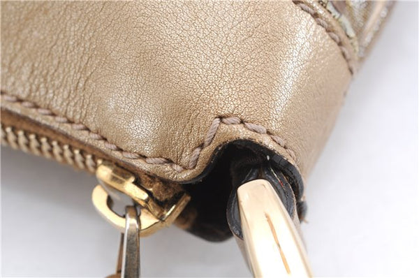 Authentic GUCCI GG Crystal Abbey Shoulder Cross Body Bag PVC Leather Gold 0511E