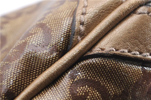 Authentic GUCCI GG Crystal Abbey Shoulder Cross Body Bag PVC Leather Gold 0511E