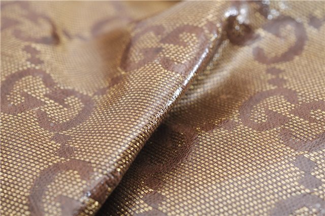 Authentic GUCCI GG Crystal Abbey Shoulder Cross Body Bag PVC Leather Gold 0511E