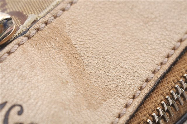 Authentic GUCCI GG Crystal Abbey Shoulder Cross Body Bag PVC Leather Gold 0511E