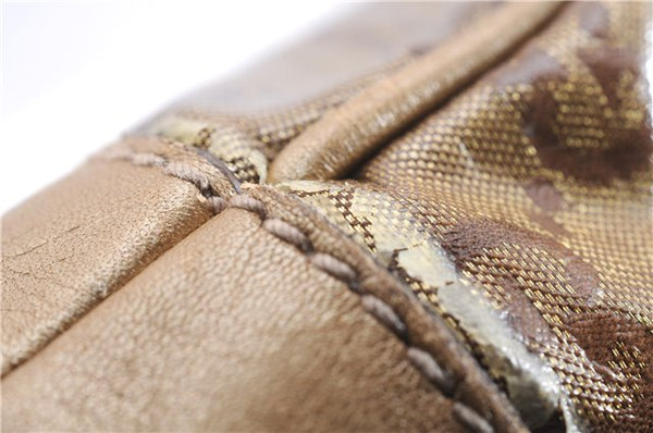 Authentic GUCCI GG Crystal Abbey Shoulder Cross Body Bag PVC Leather Gold 0511E