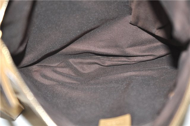 Authentic GUCCI GG Crystal Abbey Shoulder Cross Body Bag PVC Leather Gold 0511E