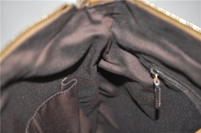 Authentic GUCCI GG Crystal Abbey Shoulder Cross Body Bag PVC Leather Gold 0511E