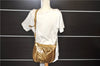 Authentic GUCCI GG Crystal Abbey Shoulder Cross Body Bag PVC Leather Gold 0511E