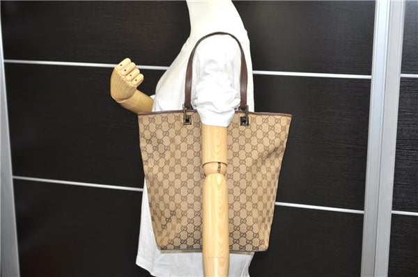 Authentic GUCCI Shoulder Tote Bag GG Canvas Leather 31243 Brown 0515D