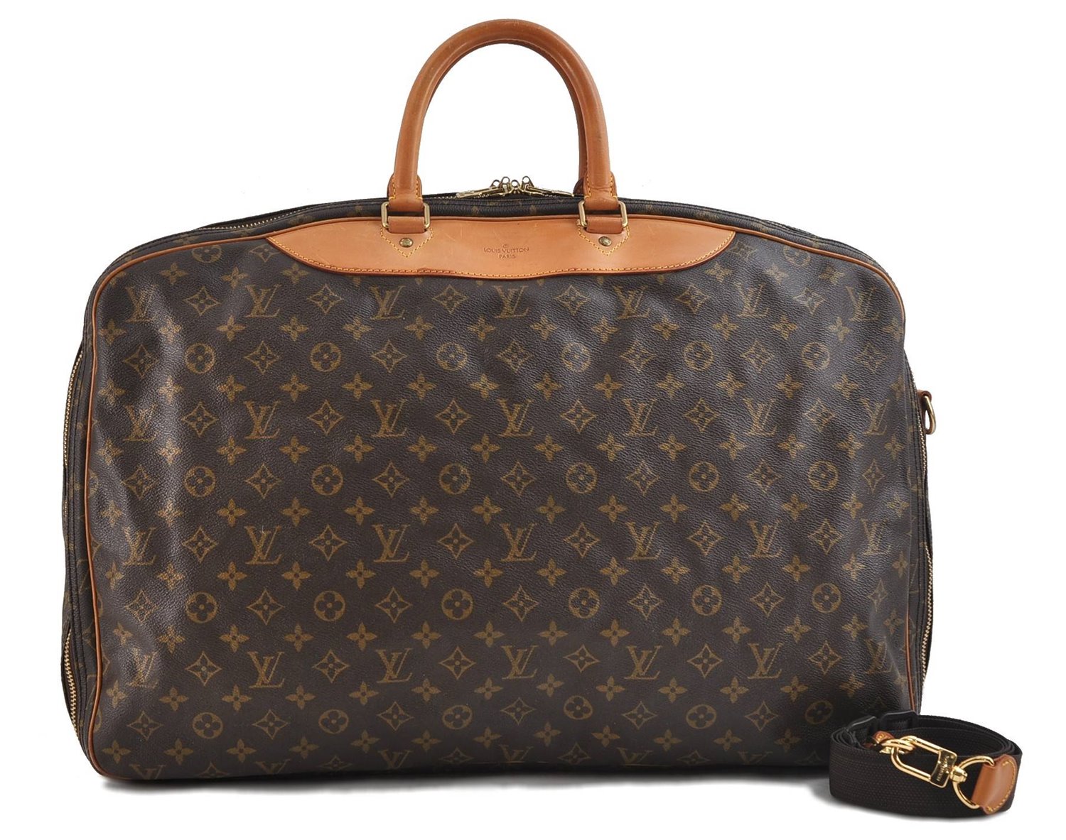 Authentic Louis Vuitton Monogram Alize 2 Poches 2 Way Travel Bag M41392 LV 0527D