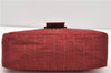 Authentic FENDI Zucchino Mamma Baguette Shoulder Bag Canvas Leather Red 0528D