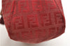 Authentic FENDI Zucchino Mamma Baguette Shoulder Bag Canvas Leather Red 0528D