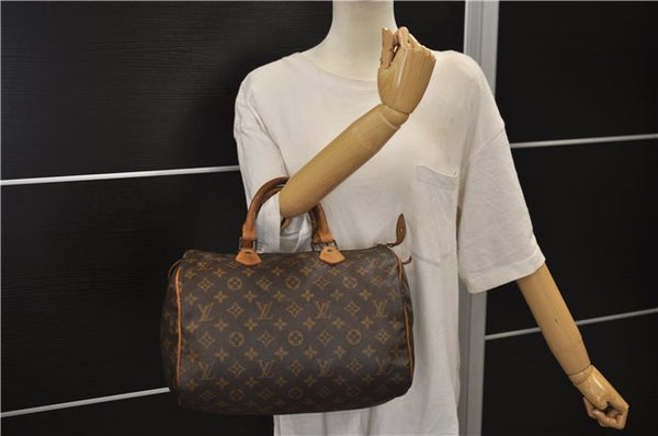 Authentic Louis Vuitton Monogram Speedy 30 Hand Boston Bag M41526 LV 0529E