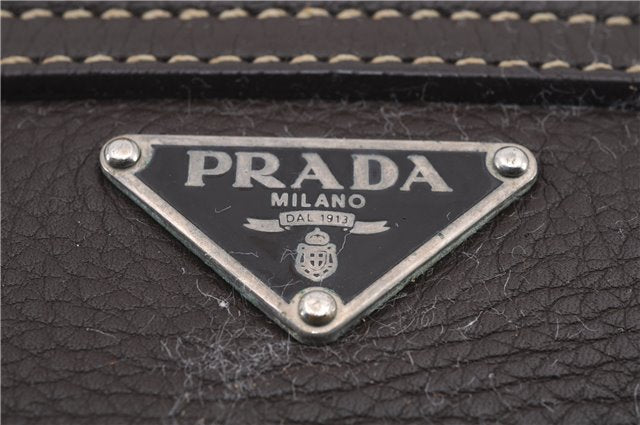 Authentic PRADA Leather Shoulder Hand Bag Purse Brown 0531D